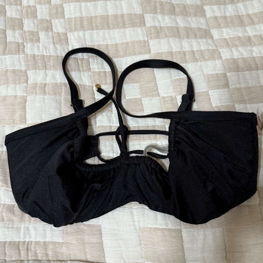 NWT Victoria’s Secret Balconette Tie Back Bikini Top in Black - Size 36DD